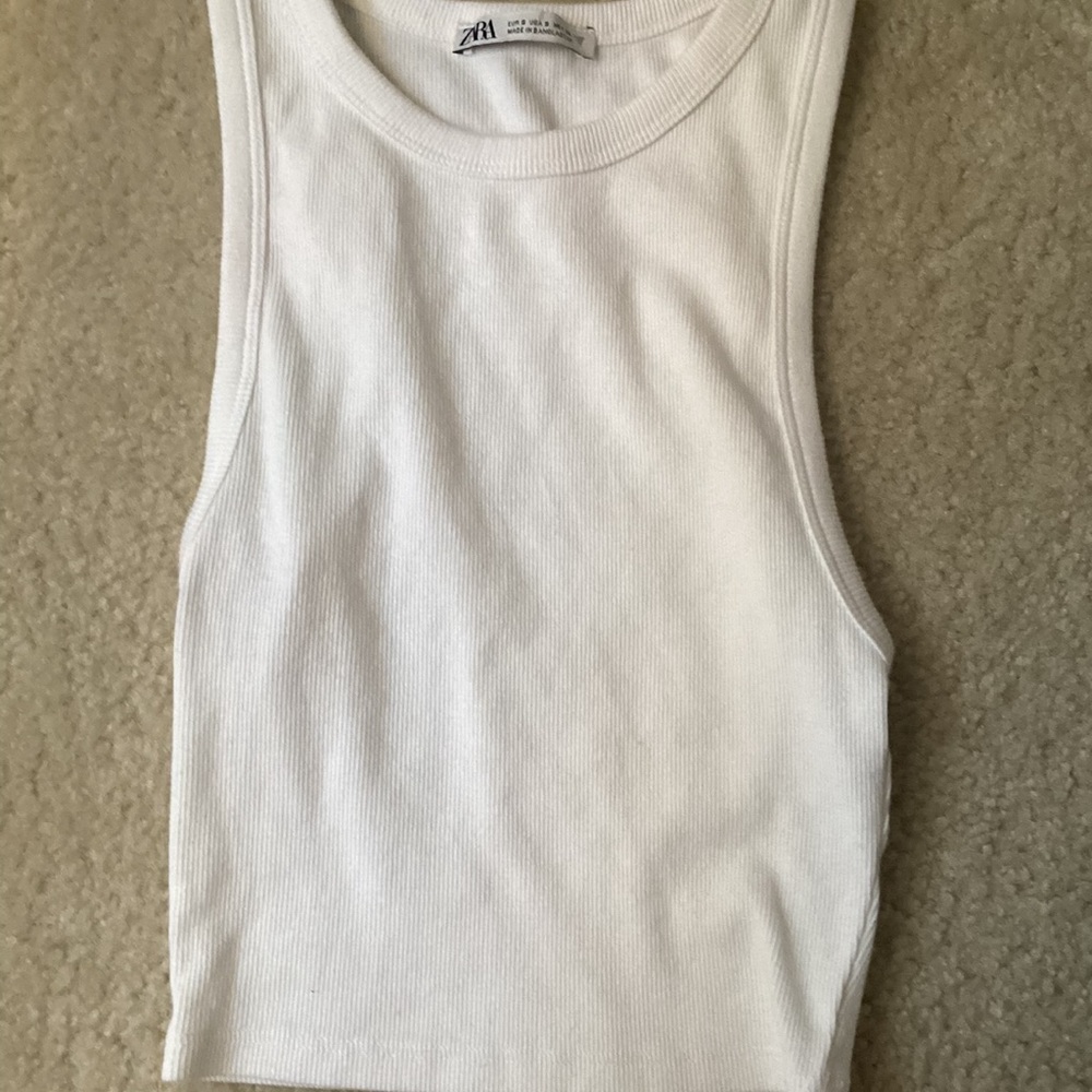 zara white ribbed top
